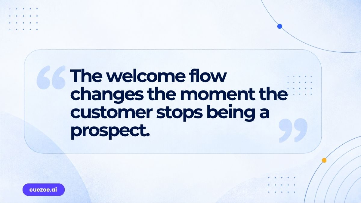 Quote: the welcome flow changes the moment the customer stops being a prospect